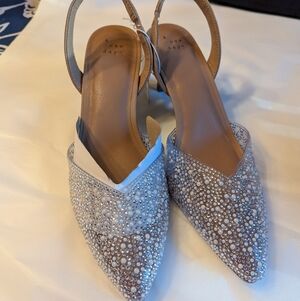 A New Day Women's 10 Sparkling Clear Isabel Embellished Kitten Heels NWT